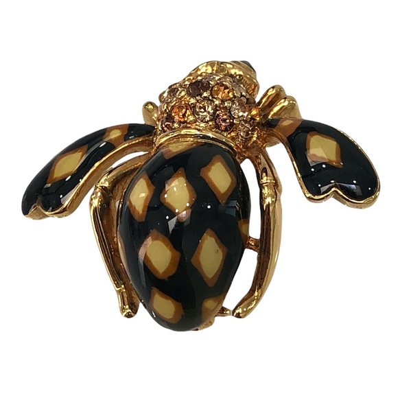 JOAN OF THE JUNGLE JOAN RIVERS ENAMEL BLACK BROOCH - Picture 7 of 16